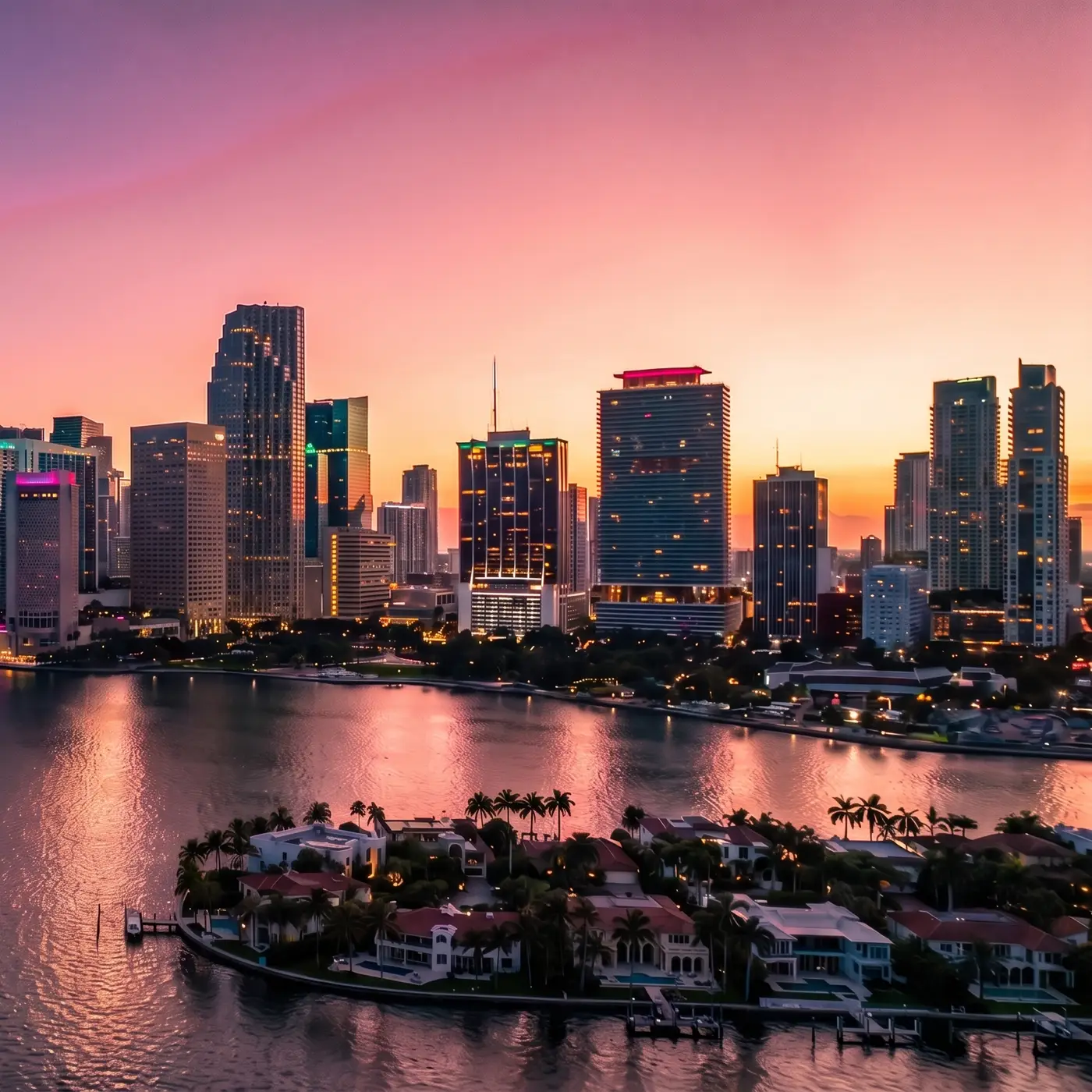 Miami skyline over Biscayne Bay