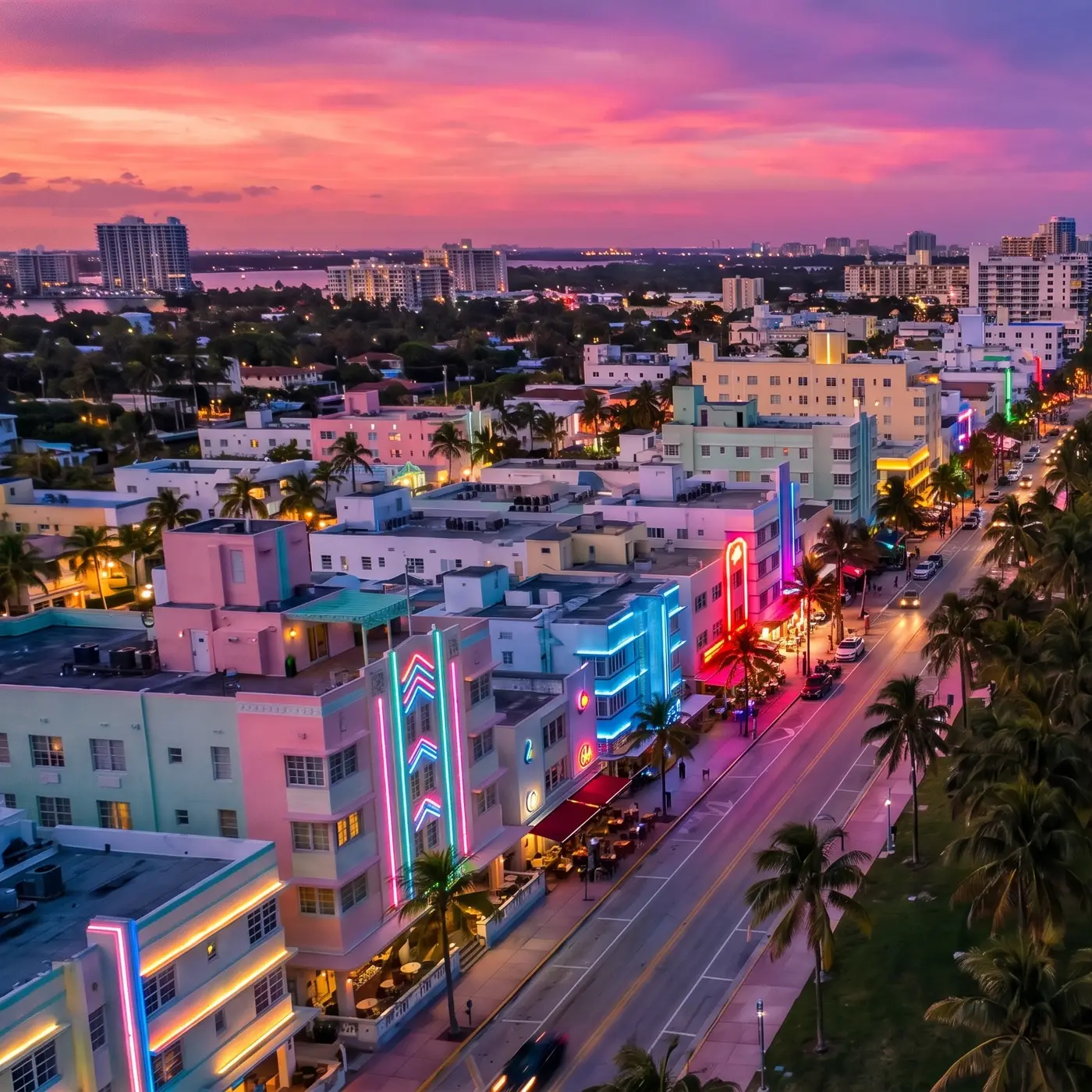 South Beach, Miami Beach, at dusk